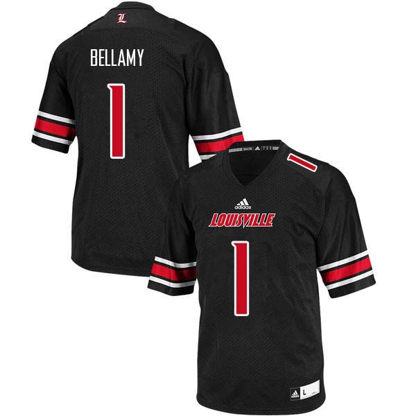 Men Louisville Cardinals #1 Joshua Bellamy College Football Jerseys Sale-Black - Click Image to Close